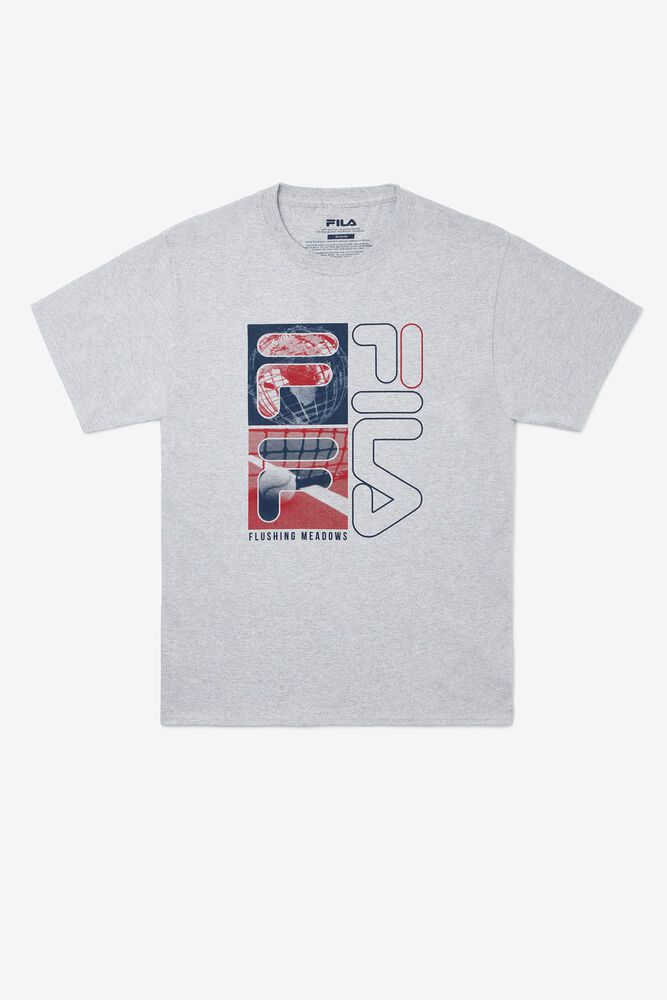 Fila Nyc Collage Grey T-Shirt Mens - NZ 23654-HVJA